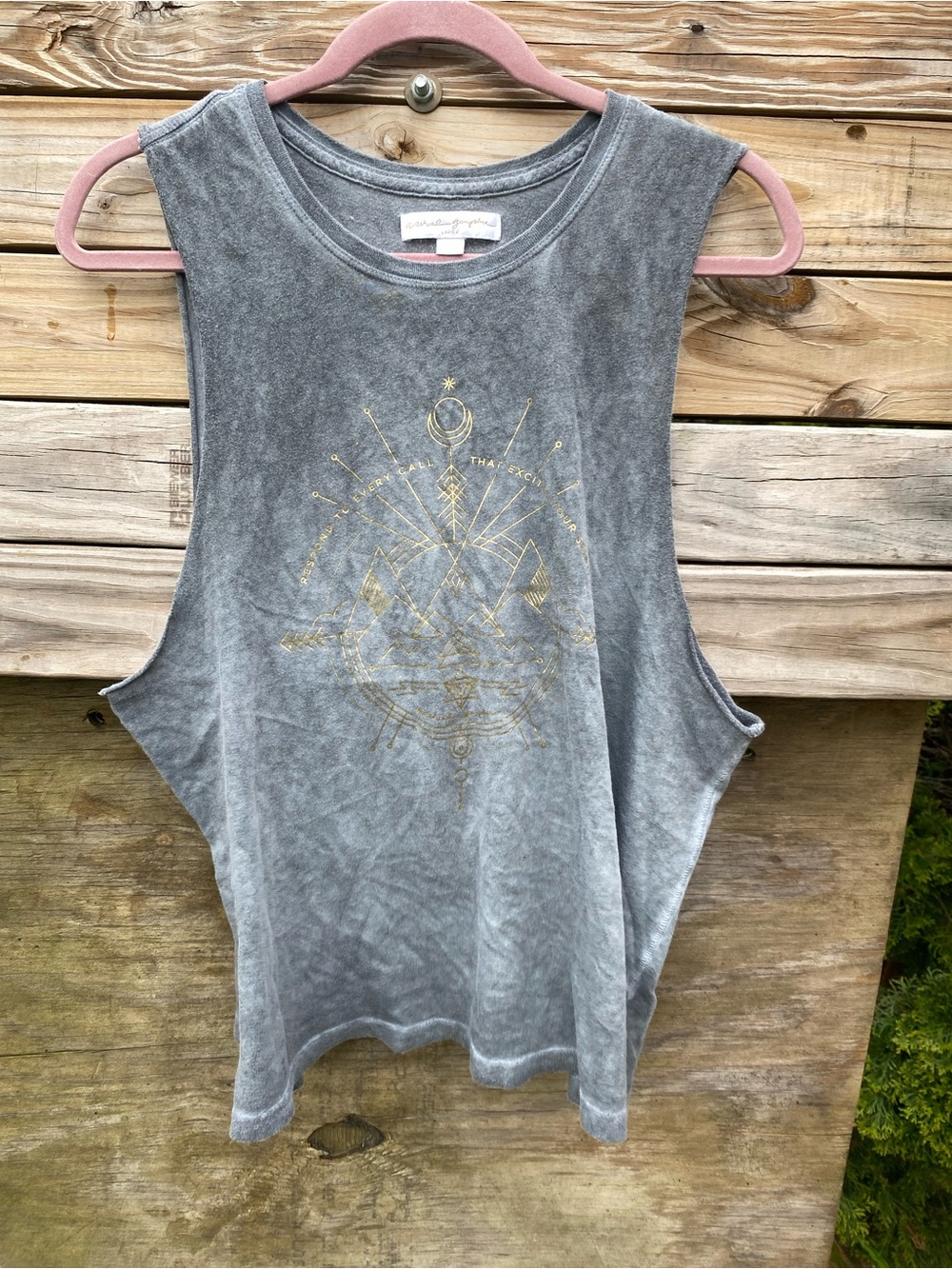 Spiritual Gangster Sleeveless Gray Graphic Muscle Tank Top Size L